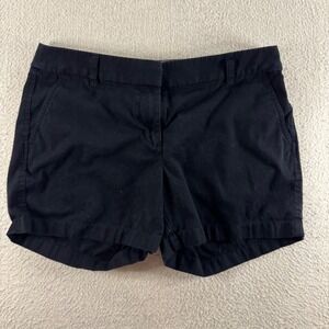 J. Crew Black Cotton Chino Shorts Women's Size‎ 8 Flat Front Casual Everyday
